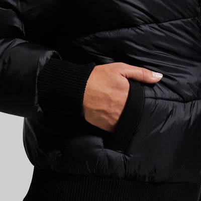 Warm Rush Cropped Puffer Jacket (Black)