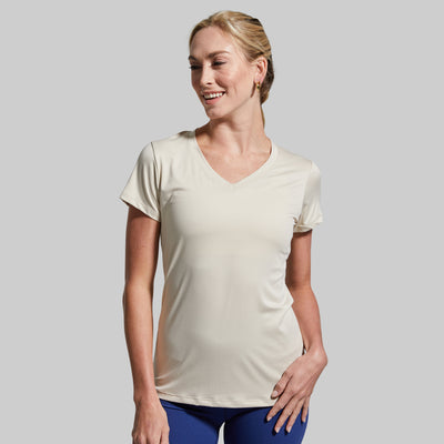 Athleisure Short Sleeve V-Neck (Oatmeal)