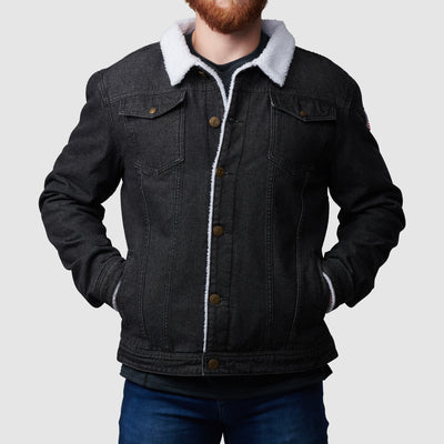 Men's Pioneer Jacket w/ Flag (Black Denim)