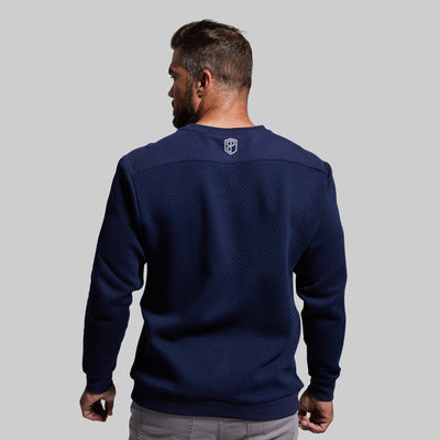 Men's Waffle Crewneck Pullover (Dark Navy)