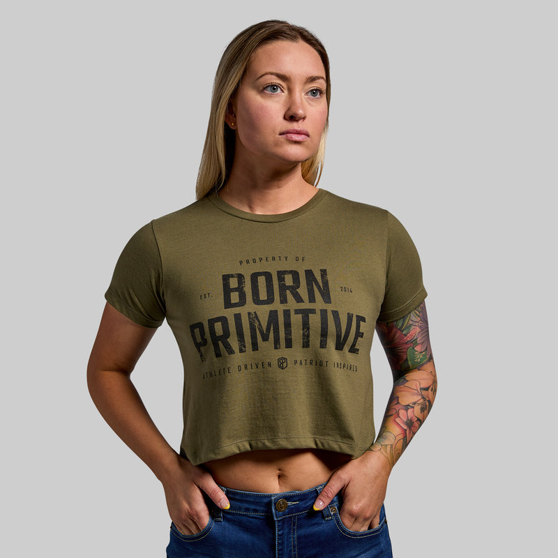 Property of Born Primitive Crop Tee (Tactical Green)