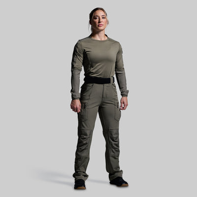 Women's Long Sleeve Op Top (OD Green)