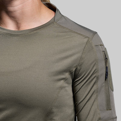 Women's Long Sleeve Op Top (OD Green)