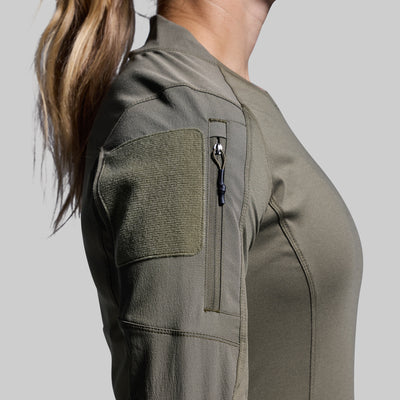 Women's Long Sleeve Op Top (OD Green)