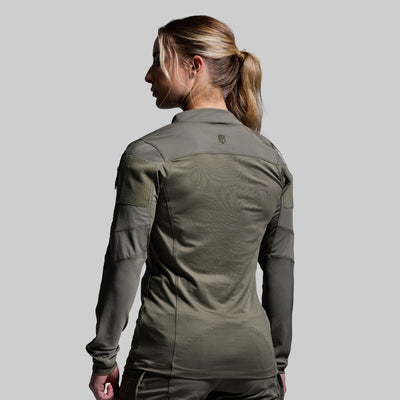 Women's Long Sleeve Op Top (OD Green)