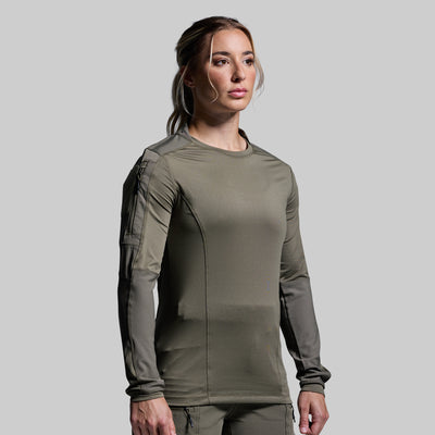 Women's Long Sleeve Op Top (OD Green)