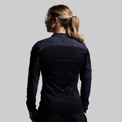 Women's Long Sleeve Op Top (Black)