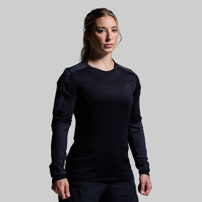 Women's Long Sleeve Op Top (Black)